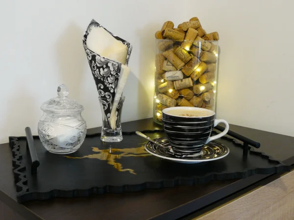 Serving Tray in Black and Gold