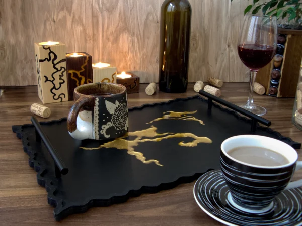 Serving Tray in Black and Gold