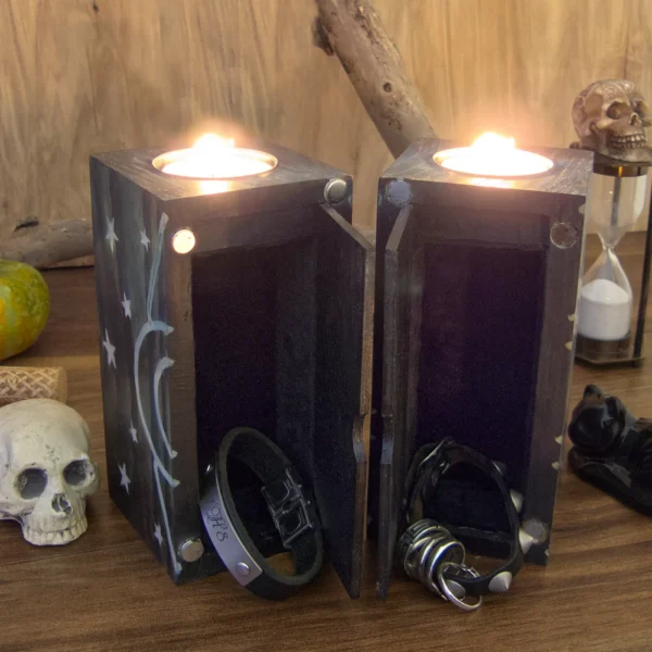 Gothic Candle Holders with Hidden Storage
