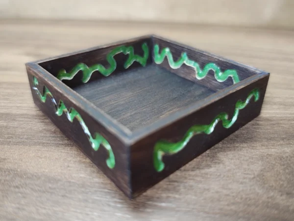 modular-square-token-holders-decorated-dark-brown-green Square Wooden Token Holders - Decorated