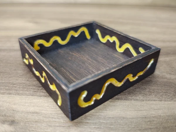 modular-square-token-holders-decorated-dark-brown-yellow Square Wooden Token Holders - Decorated