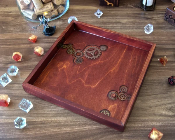 rolling-dice-tray-steampunk-gears_4 Steampunk Dice Tray with Metal Gears