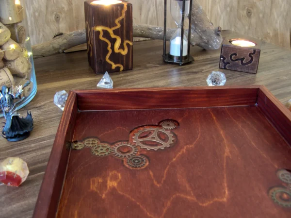 rolling-dice-tray-steampunk-gears_5 Steampunk Dice Tray with Metal Gears