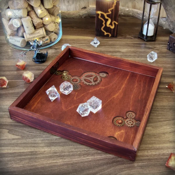 rolling-dice-tray-steampunk-gears_6 Steampunk Dice Tray with Metal Gears