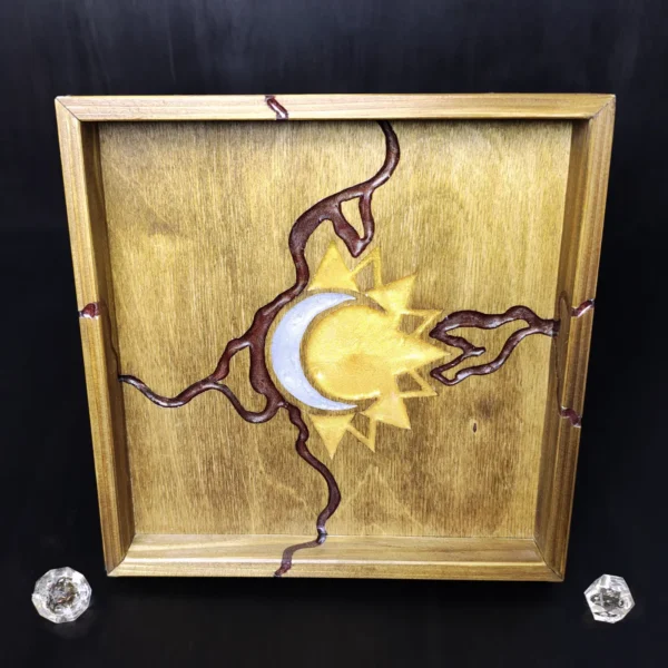 Dice Tray With Sun and Moon Celestial Motif