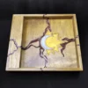 Wooden Dice Tray with Storage, Sun and Moon Celestial Motif