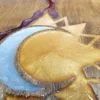 Wooden Dice Tray with Storage, Sun and Moon Celestial Motif