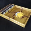 Wooden Dice Tray with Storage, Sun and Moon Celestial Motif