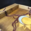 Wooden Dice Tray with Storage, Sun and Moon Celestial Motif