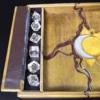 Wooden Dice Tray with Storage, Sun and Moon Celestial Motif