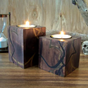 Wooden Fantasy Tealight Candle Holders
