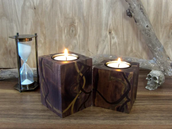 Wooden Fantasy Tealight Candle Holders