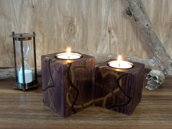 Wooden Fantasy Tealight Candle Holders