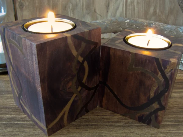 Wooden Fantasy Tealight Candle Holders