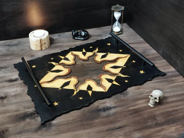 Serving Tray with Sun and Stars in Brown & Gold