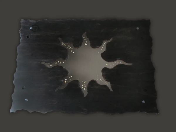 Serving Tray with Sun and Stars in Brown & Gold