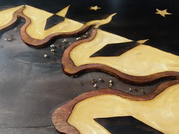 Serving Tray with Sun and Stars in Brown & Gold