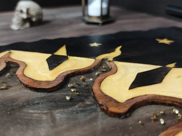 Serving Tray with Sun and Stars in Brown & Gold