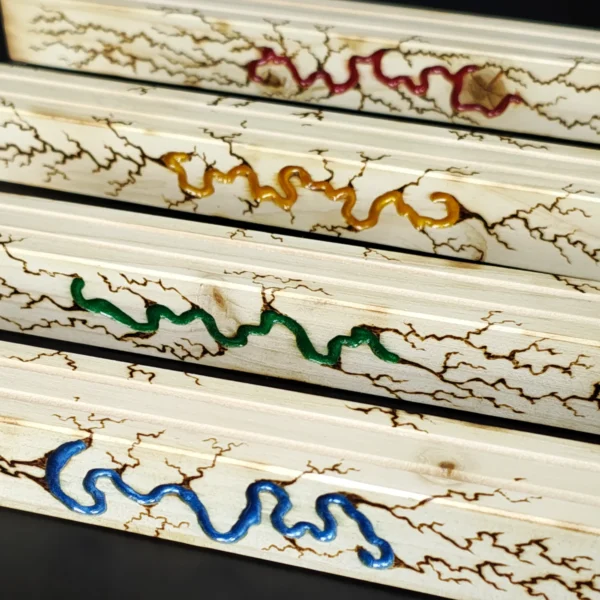 Card_Stands_Pine_Decor_Closeups Playing Card Stands with Epoxy Inlays and Pyrography, Light Wood