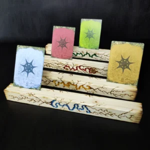 Card_Stands_Pine_Decor_with_Cards Playing Card Stands with Epoxy Inlays and Pyrography, Light Wood