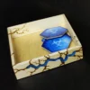 Token_Holder_Blue_Closeup Square Wooden Token Holders - Decorated, Light Wood
