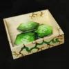 Token_Holder_Green_Closeup Square Wooden Token Holders - Decorated, Light Wood
