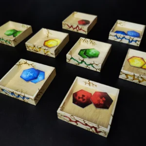 Token_Holders_Pine_Decor Square Wooden Token Holders - Decorated, Light Wood